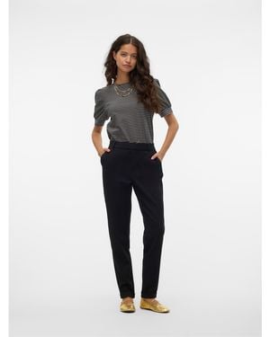 Vero Moda Maya Solid Colour Tailored Trousers - Blue