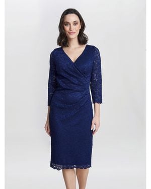 Gina Bacconi Melody Lace Party Wrap Dress - Blue
