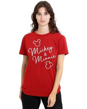 Disney Mickey And Minnie Classic Signatures T-Shirt - Red