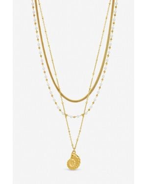 Jon Richard Plated Waterproof Shell And Pearl Necklace - Metallic