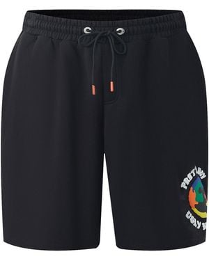 PRETTY BOY UGLY WORLD Cotton 4 Pockets Fleece Jogger Shorts - Blue
