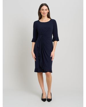 Gina Bacconi Faux Wrap Jersey Dress With Frill Hem - Blue