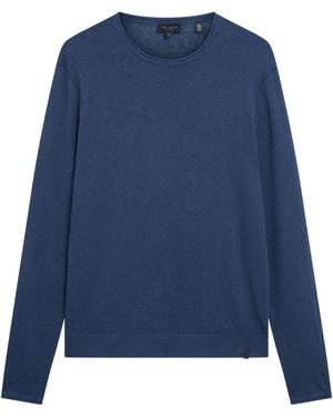 Ted Baker Linen Blend Crew Neck Jumper - Blue