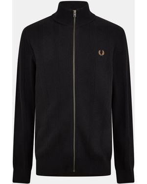 Fred Perry Textured Full-Zip Knitted Top - Natural