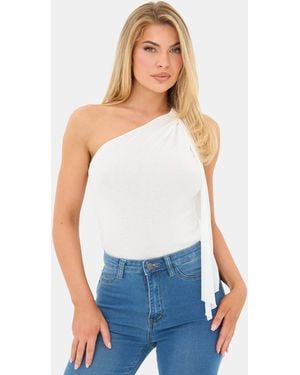 I Saw It First One Shoulder Drape Detail Top - White