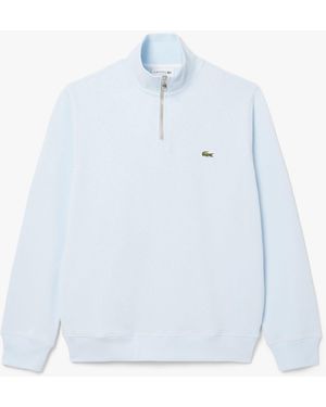 Lacoste Zip Neck High Neck Interlock Sweatshirt - Blue
