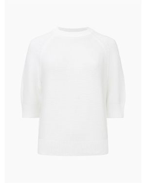 French Connection Lilly Mozart Short-Sleeve Knitted Top - White