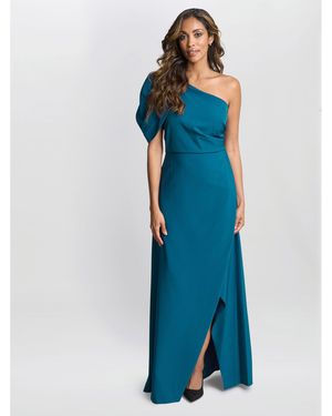 Gina Bacconi Tori One Shoulder Crepe Maxi Dress - Blue