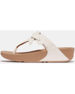 Fitflop Lulu Folded-Knot Leather Toe-Post Sandals - Natural
