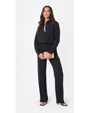 I Saw It First Soft Crepe Long Sleeve Shirt - Black