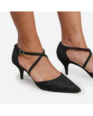 Where's That From Wheres Low Kitten Heels With Crossover Strip - Black