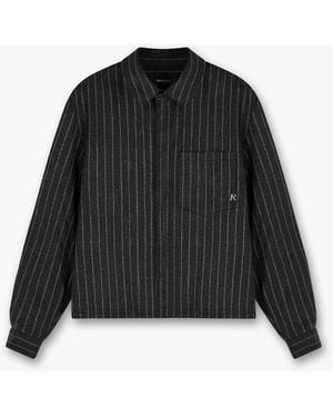 Represent Cropped Wool Long Sleeve Oversized Fit Overshirt - Black