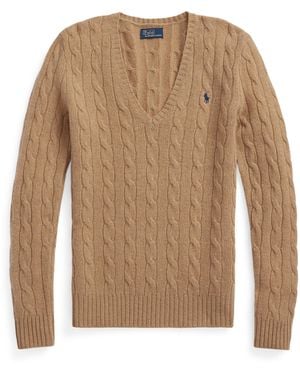 Polo Ralph Lauren Cable-Knit V-Neck Jumper - Natural