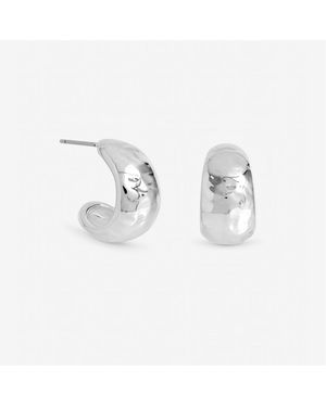 Inicio Sterling Plated Molten Hoop Earrings - Metallic