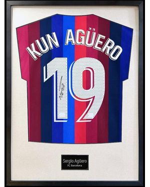 The Fan Cave Sergio Aguero Signed Barcelona Shirt Standard Fram - Black