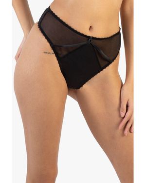 Playful Promises Noelle Satin Strappy High Waist Thong - Black