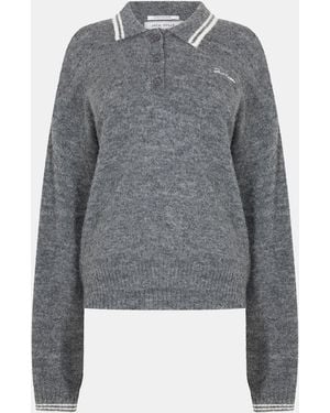 Jack Wills Knitted Long Sleeve Polo Shirt - Grey