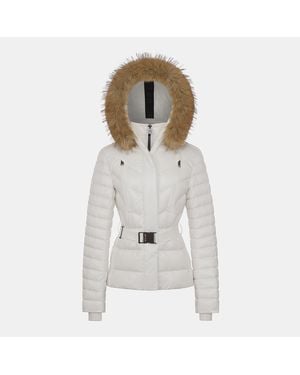 ARCTIC ARMY Aurora Belted Hooded Long Sleeve Short Puffer Jacket - Grey