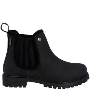 HUNTER Canna Dealer Waterproof Leather Flat Ankle Boots - Black