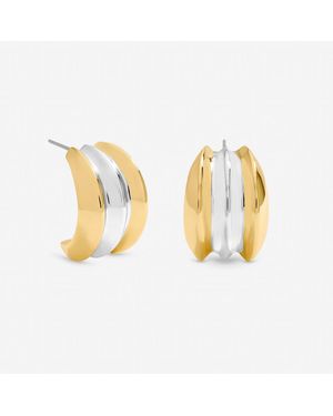 Mood Two Tone Dome Earrings - Metallic