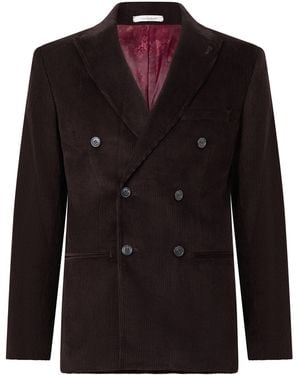 Without Prejudice Norton Double Breasted Corduroy Suit Jacket - Black