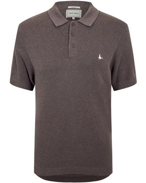 Jack Wills Knitted Short Sleeve Polo Shirt - Grey