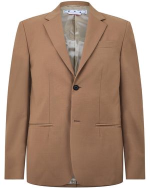 Off-White c/o Virgil Abloh Double Breasted Drill Relaxed Blazer - Brown