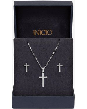 Inicio Sterling Plated Cross Set - Blue