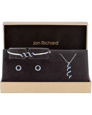 Jon Richard Sapphire And Crystal Twist Drop Trio Set - Black