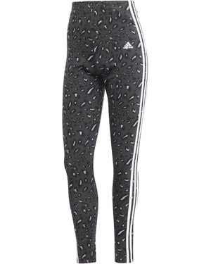 adidas Essentials 3 Stripe Leggings - Grey