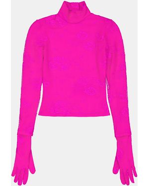 Balenciaga Long Sleeve Cropped Crop Top - Pink