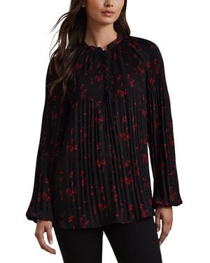 Ralph Lauren Floral Pleated Georgette Blouse - Black
