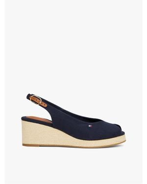 Tommy Hilfiger Iconic Elba Sling Back Wedges - Blue