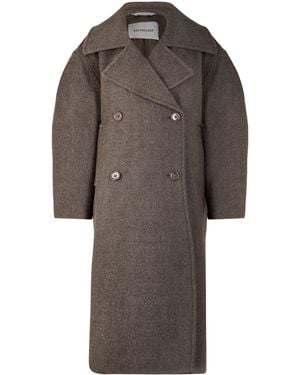 Balenciaga Bal Long Cocoon Coat Ld64 - Brown