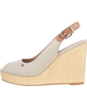 Tommy Hilfiger Iconic Elena Sling Back Wedges - Natural