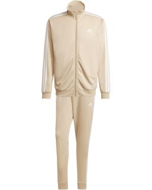adidas Funnel Neck Long Sleeve Ribbed Cuff Full Tracksuit - Natural