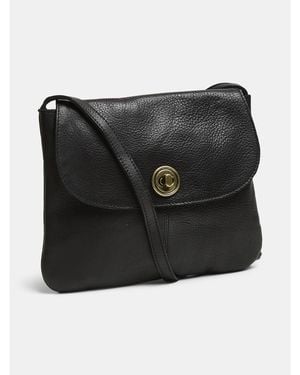 Pieces Totally Large Leather Cross-Body Bag - Black