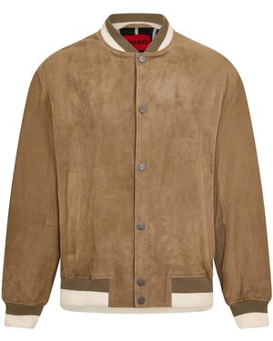 HUGO 10267246 01 Leather Jacket - Brown