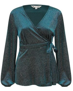Yumi' Sparkle Velvet Wrap Top - Green