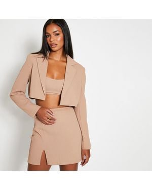 I Saw It First Isawitfirst Textured Crop Blazer - Natural
