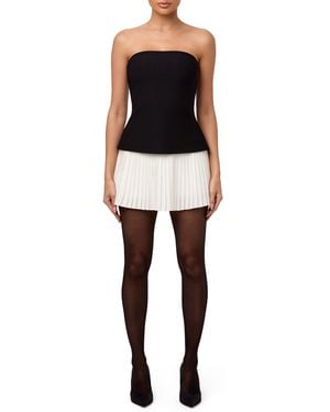 Naked Wardrobe Pleated Tube Contrast Mini Dress - Black