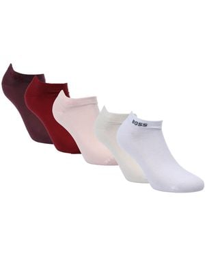 BOSS 5 Pack Of Ankle Socks With Logo Details - Purple