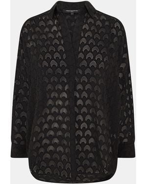 French Connection Geo Burn-Out Popover Shirt - Black