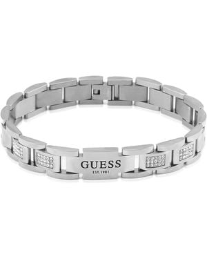 Guess Flat Cubic Zirconia Chain Bracelet - Metallic