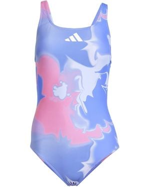 adidas Tie-Dyed Graphic V-Back Swimsuit - Blue