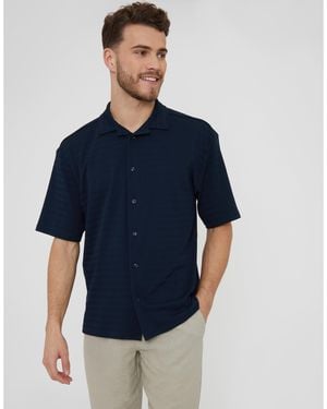 Threadbare Drewrea Short-Sleeve Patterned Shirt - Blue