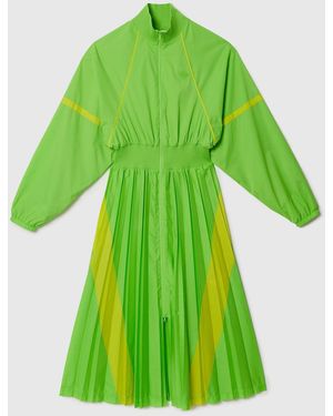 Lacoste Pleated Colour-Block Sweatshirt Dress - Green