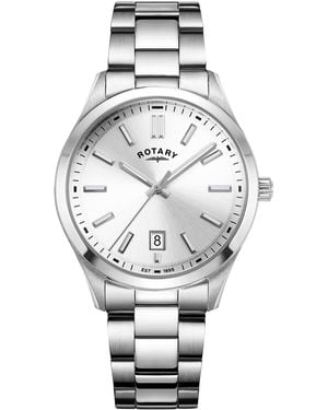 Rotary Heritage Dial Ss Bracelet Watc - Metallic