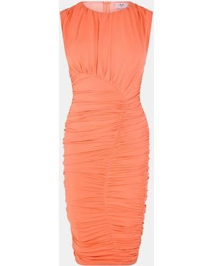 AX Paris Peach Ruched Bodycon Midi Dress - Orange