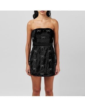 LoveShackFancy Rinwell Rhinestone Bow Dress - Black